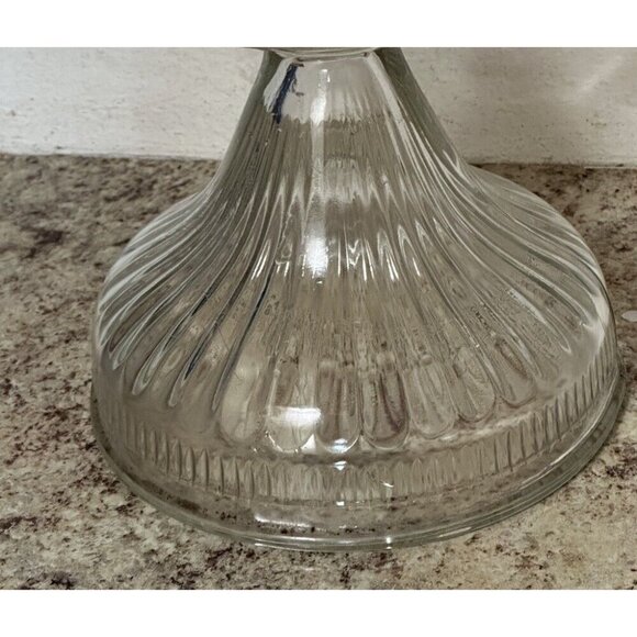 Antique Oil Kerosene Victorian Clear Glass Lamp Base only Ribbed Read - Picture 2 of 8